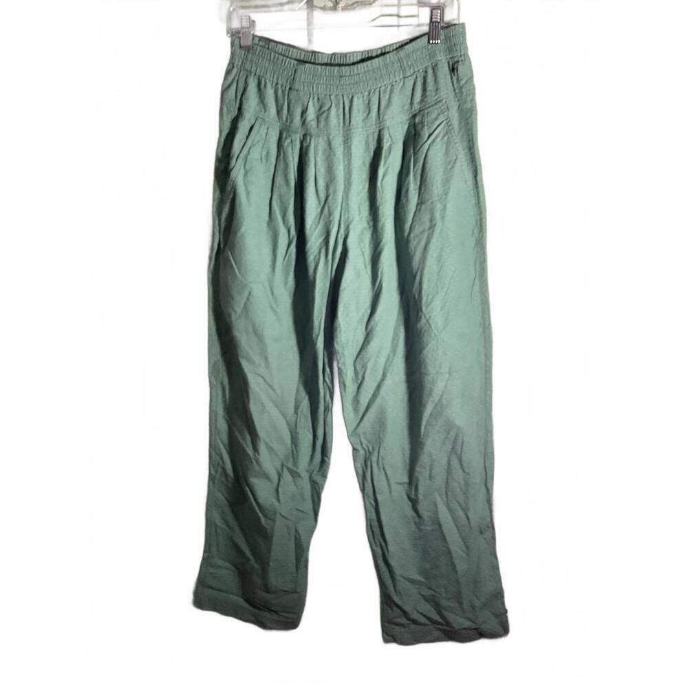 Esprit Women's Casual Green Swiss Dot Pleated Pockets Wide Leg Pants M